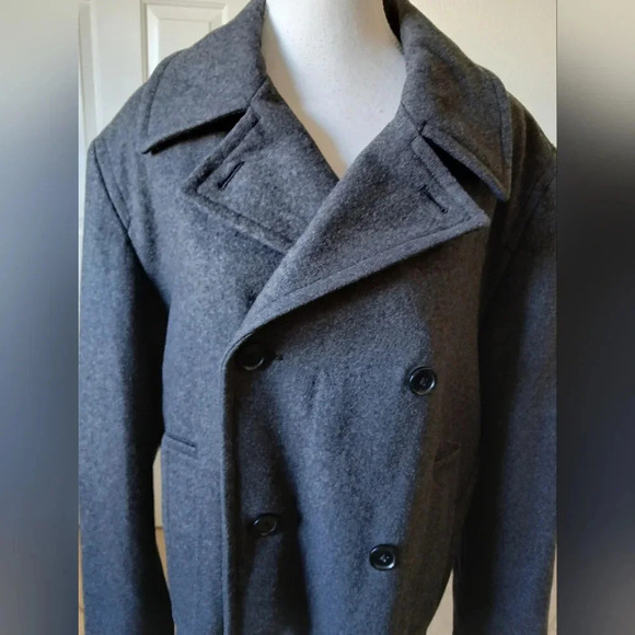 Merona womens winter pea coat double breasted wool brend gray size medium - Picture 6 of 16